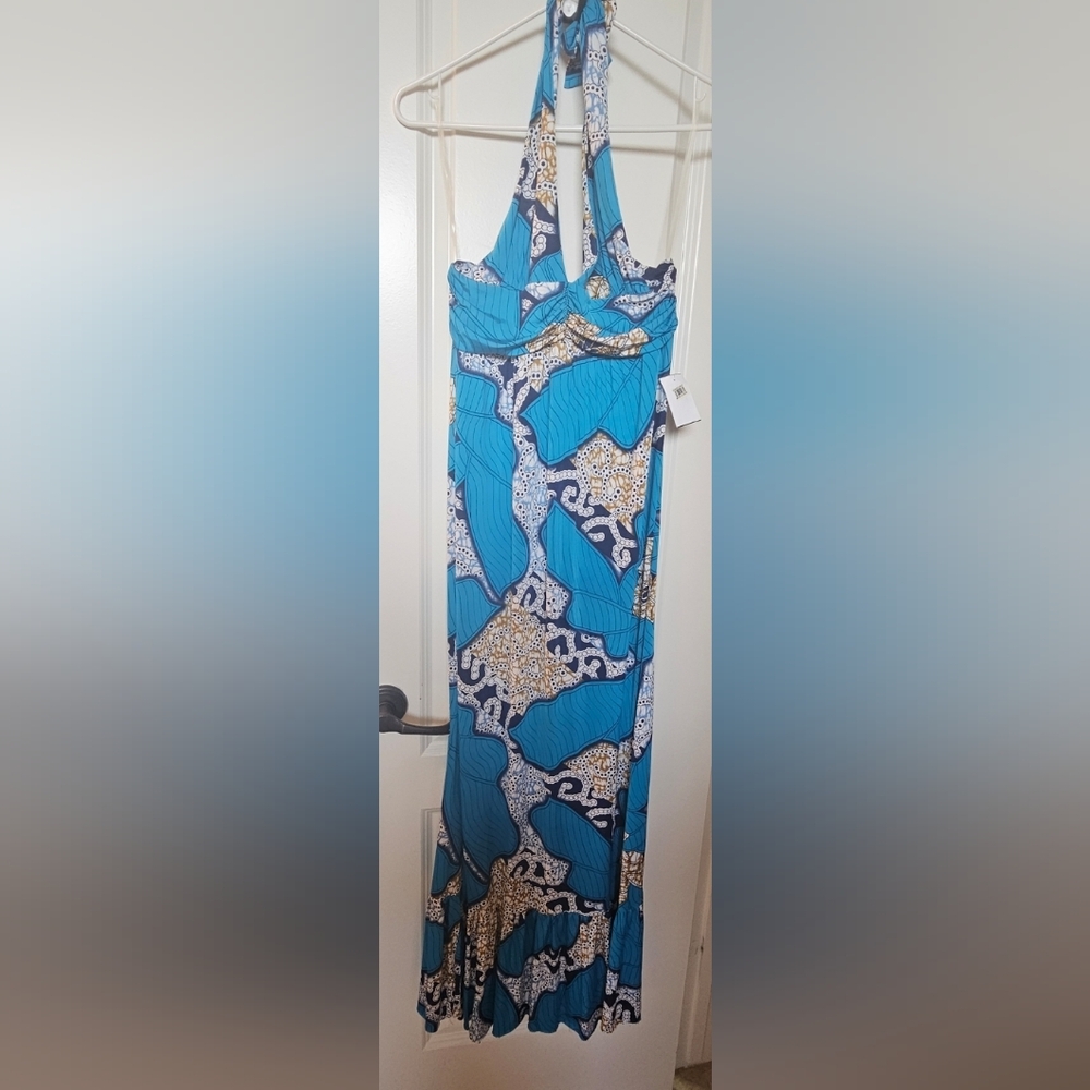 Nordstrom Blue and Gold Maxi Dress